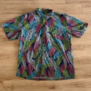 Vintage Cooke Street Hawaiian 🌺 Honolulu leaves beach Shirt plus size XXL